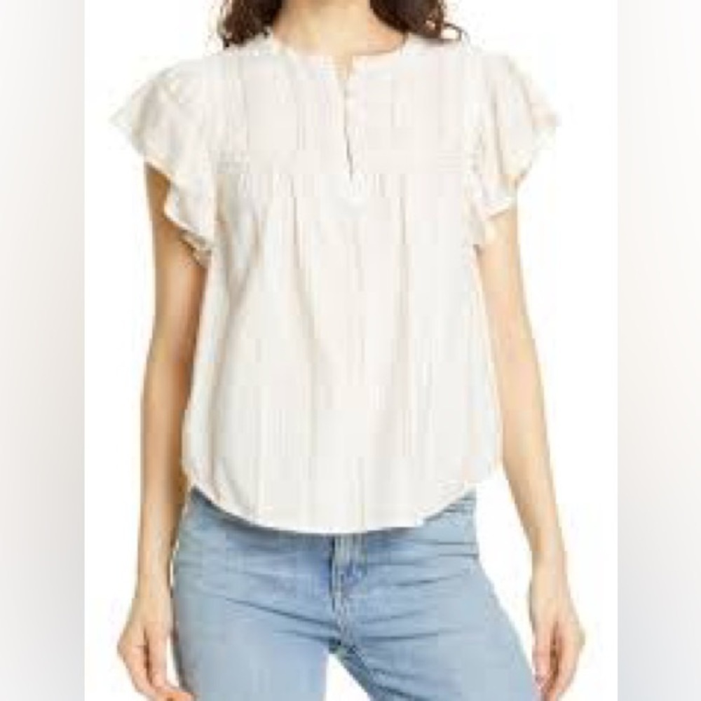 La Vie Rebecca Taylor Alice Metallic Stripe Cotton Top (T2)